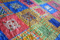 close up of a quilt