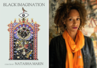 cover image of Black Imagination and headshot of curator Natasha Marin